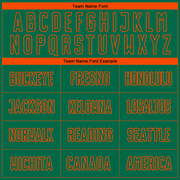 Custom Kelly Green Orange Pinstripe Fade Fashion Sublimation Soccer Uniform Jersey