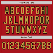 Custom Red Black Pinstripe Old Gold Two-Button Unisex Softball Jersey