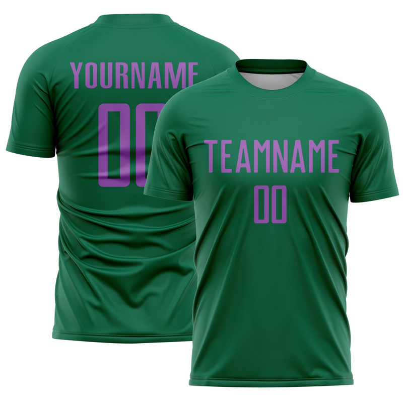 Custom Kelly Green Medium Purple Sublimation Soccer Uniform Jersey