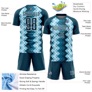Custom US Navy Blue White Geometric Shapes Sublimation Soccer Uniform Jersey