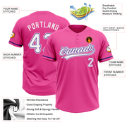 Custom Pink White-Purple Two-Button Unisex Softball Jersey