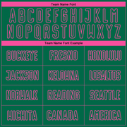 Custom Kelly Green Pink Pinstripe Fade Fashion Sublimation Soccer Uniform Jersey