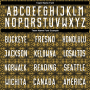 Custom Old Gold White-Black Geometric Shapes Sublimation Soccer Uniform Jersey