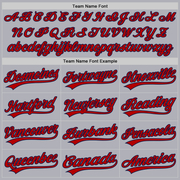 Custom Gray Red-Navy Two-Button Unisex Softball Jersey