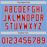 Custom Light Blue Red-White Two-Button Unisex Softball Jersey