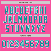 Custom Pink Teal-White Two-Button Unisex Softball Jersey