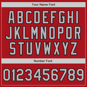 Custom Red Black Pinstripe Gray Two-Button Unisex Softball Jersey