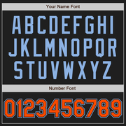 Custom Black Light Blue Pinstripe Orange Two-Button Unisex Softball Jersey