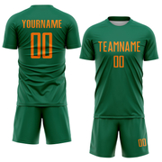 Custom Kelly Green Bay Orange Sublimation Soccer Uniform Jersey