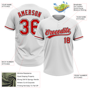 Custom White Red-Black Two-Button Unisex Softball Jersey