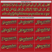 Custom Red Navy Pinstripe Old Gold Two-Button Unisex Softball Jersey