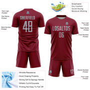 Custom Crimson Gray Sublimation Soccer Uniform Jersey