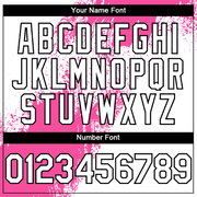 Custom Pink White-Black 3D Pattern Abstract Brush Stroke Two-Button Unisex Softball Jersey