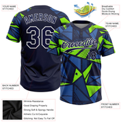 Custom Navy Navy-Neon Green 3D Pattern Two-Button Unisex Softball Jersey
