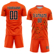 Custom Orange Black-Old Gold Abstract Fragment Art Sublimation Soccer Uniform Jersey