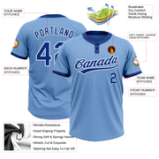 Custom Light Blue Royal-White Two-Button Unisex Softball Jersey