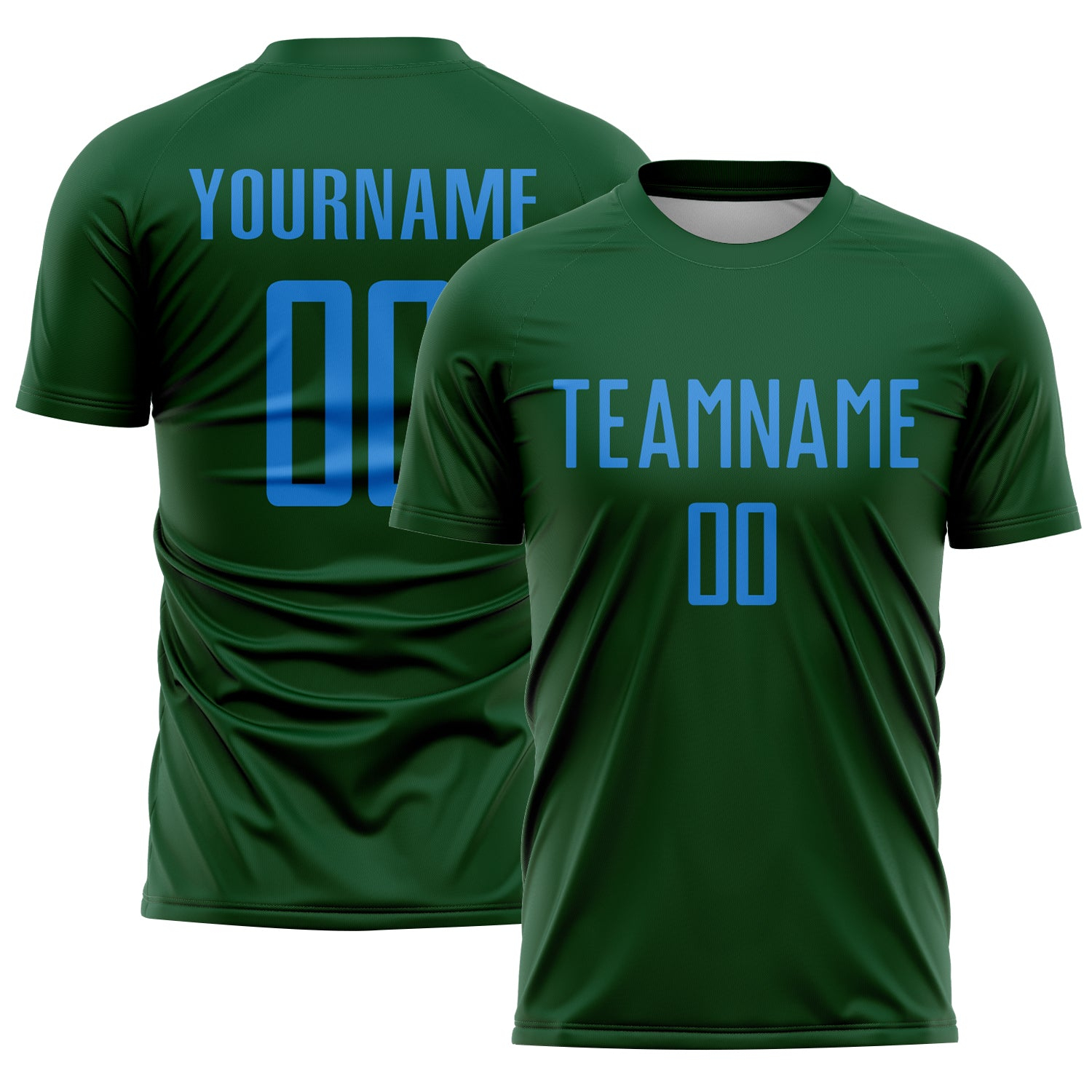 Custom Green Powder Blue Sublimation Soccer Uniform Jersey