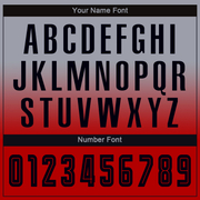 Custom Gray Black-Red Sublimation Long Sleeve Fade Fashion Soccer Uniform Jersey