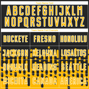 Custom Gold Black-White Abstract Fluid Wave Sublimation Soccer Uniform Jersey