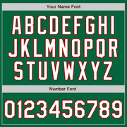 Custom Kelly Green Red Pinstripe White Two-Button Unisex Softball Jersey