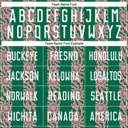 Custom Kelly Green White-Medium Pink Abstract Shape Sublimation Soccer Uniform Jersey