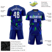 Custom Royal White-Kelly Green Sublimation Soccer Uniform Jersey