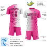 Custom Pink White-Black Gradient Line Sublimation Soccer Uniform Jersey