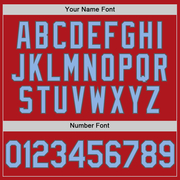 Custom Red Light Blue-Steel Gray Two-Button Unisex Softball Jersey