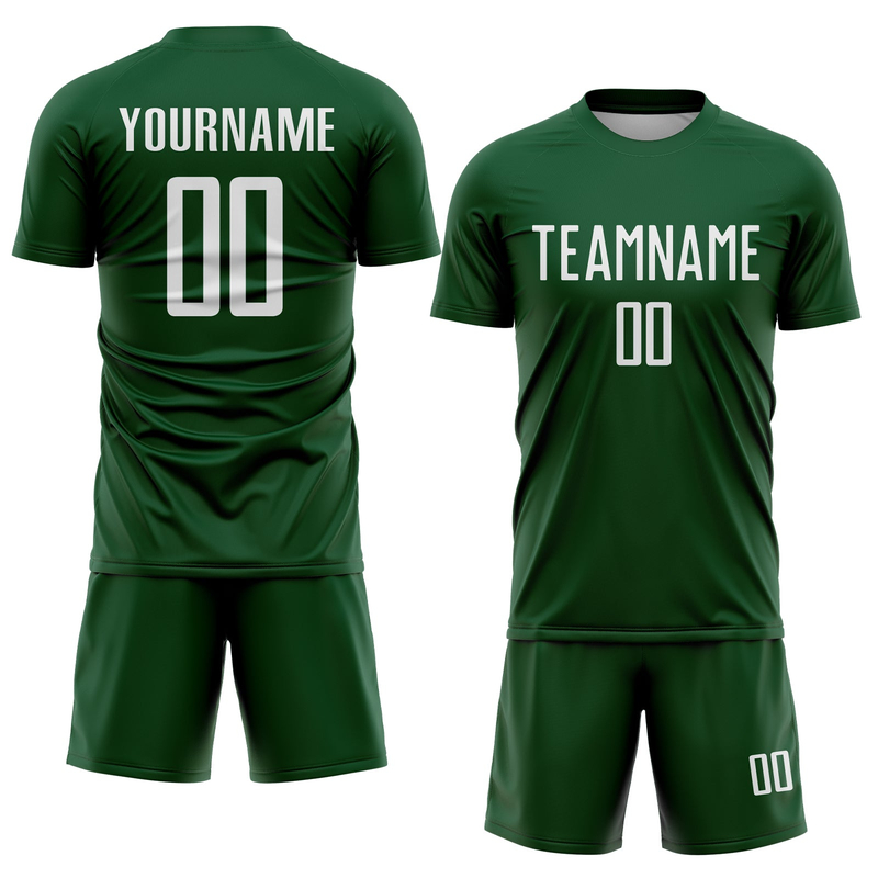 Custom Green White Sublimation Soccer Uniform Jersey