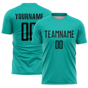 Custom Aqua Black Sublimation Soccer Uniform Jersey