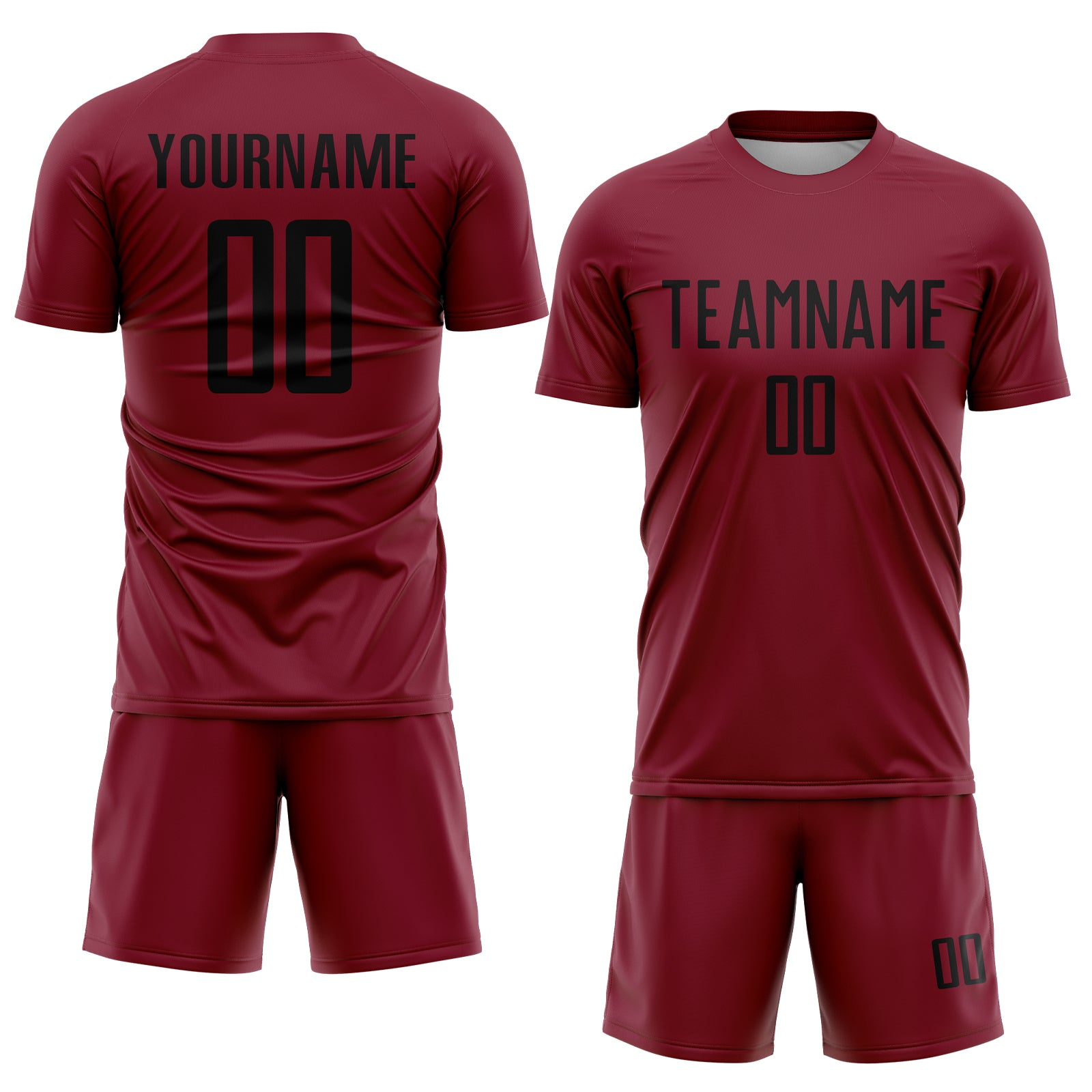 Custom Crimson Black Sublimation Soccer Uniform Jersey