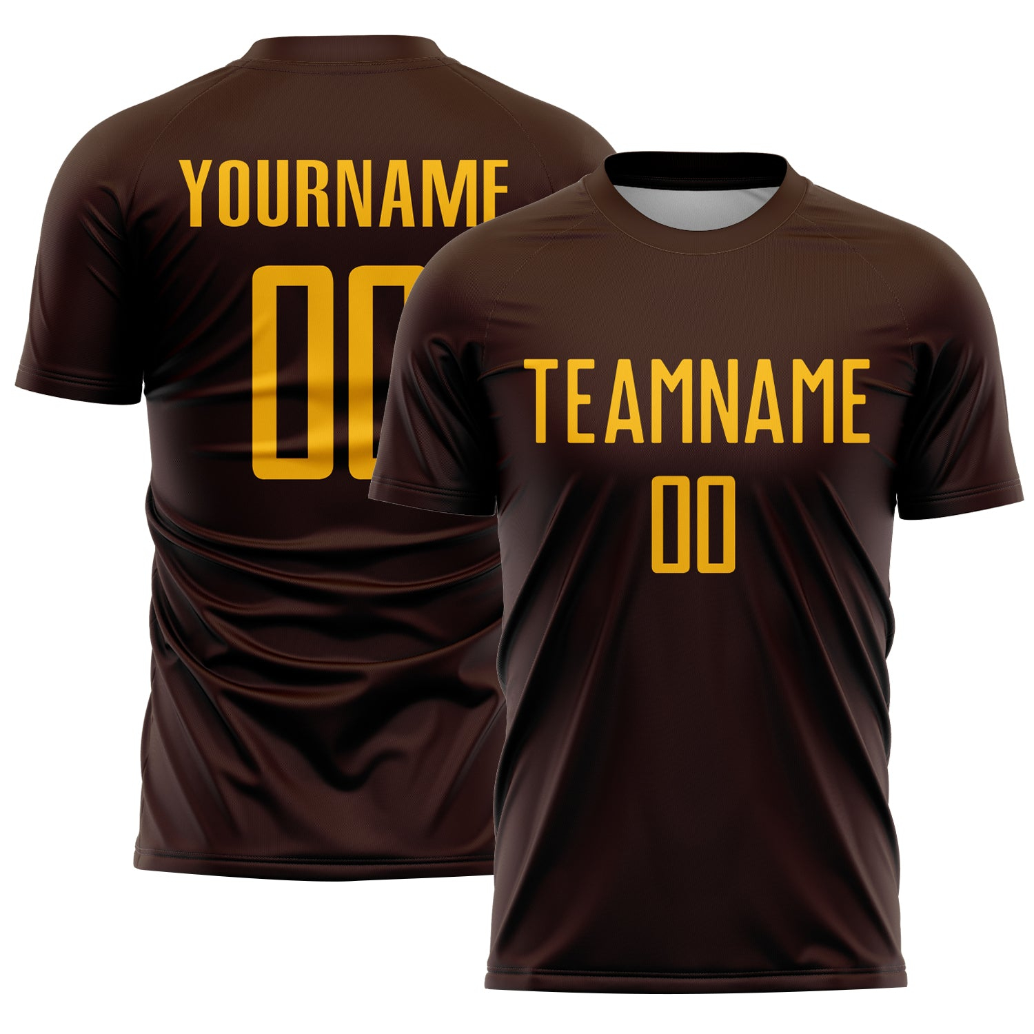 Custom Brown Gold Sublimation Soccer Uniform Jersey