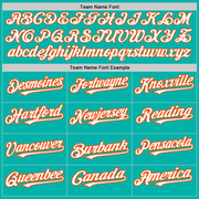 Custom Aqua Orange Pinstripe White Two-Button Unisex Softball Jersey