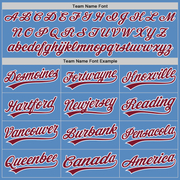 Custom Powder Blue Crimson-White Two-Button Unisex Softball Jersey