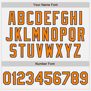 Custom White Navy Pinstripe Bay Orange Two-Button Unisex Softball Jersey