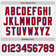 Custom White Royal Pinstripe Red Two-Button Unisex Softball Jersey