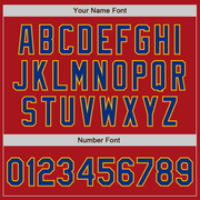 Custom Red Gold Pinstripe Royal Two-Button Unisex Softball Jersey