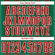 Custom Kelly Green Red-White Geometric Shape Sublimation Soccer Uniform Jersey