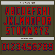 Custom Olive Red-Navy Salute To Service Two-Button Unisex Softball Jersey