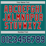 Custom Teal Navy-Red Two-Button Unisex Softball Jersey