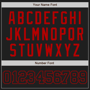 Custom Black Black-Red Two-Button Unisex Softball Jersey