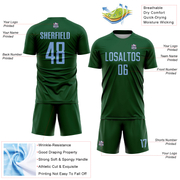 Custom Green Light Blue Sublimation Soccer Uniform Jersey