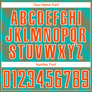 Custom Aqua Orange-White Line Sublimation Soccer Uniform Jersey