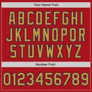 Custom Red Navy Pinstripe Old Gold Two-Button Unisex Softball Jersey