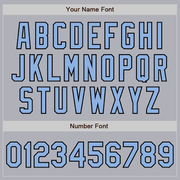 Custom Gray Black Pinstripe Light Blue Two-Button Unisex Softball Jersey