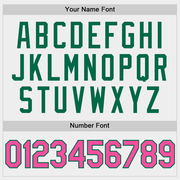 Custom White Pink-Kelly Green Two-Button Unisex Softball Jersey