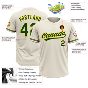 Custom Cream Green-Yellow Two-Button Unisex Softball Jersey
