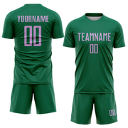 Custom Kelly Green Light Purple Sublimation Soccer Uniform Jersey