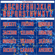 Custom Royal Red Old Gold-Powder Blue Abstract Fragment Art Sublimation Soccer Uniform Jersey