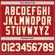 Custom Red White-Old Gold Two-Button Unisex Softball Jersey